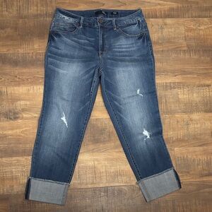 1822 Denim Taylor Women's Ankle Cropped Distressed Jeans - Blue